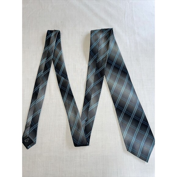 Pierre Cardin Dress Tie Men’s Size 57” Gray Blue Striped Argyle 100% Silk Design - Picture 1 of 12